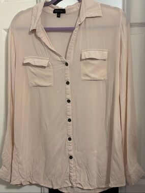 Spense Pale Blush Button-Front Utility Blouse size XL